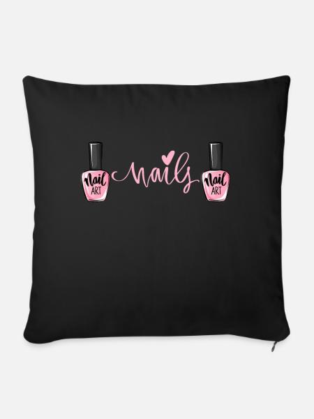 Nagellack Nageldesign Manicure Nagelstudio Nägel - Sofakissen mit Füllung 45 x 45 cm - Schwarz