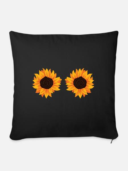Sonnenblumen Brüste - Sofakissen mit Füllung 45 x 45 cm - Schwarz
