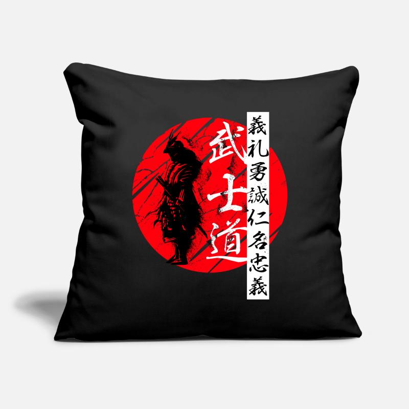 Bushido Code Samurai Warrior Kanji Black Sofakissen mit Füllung 45 x 45 cm