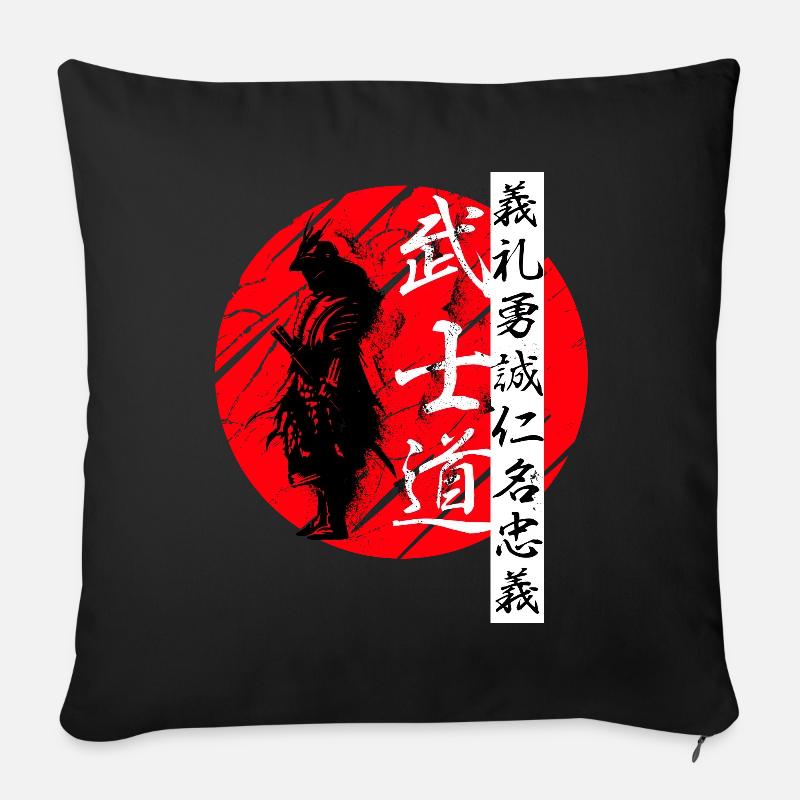 Bushido Code Samurai Warrior Kanji Noir - Coussin et housse de 45 x 45 cm - noir