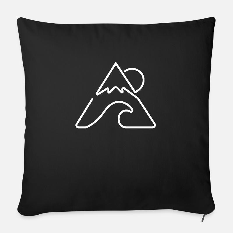 Soleil et vague - Coussin et housse de 45 x 45 cm - noir