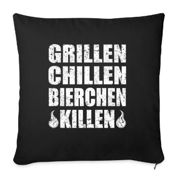 Grill Grillen Grillieren Griller - Sofakissen mit Füllung 45 x 45 cm - Schwarz - Vorne