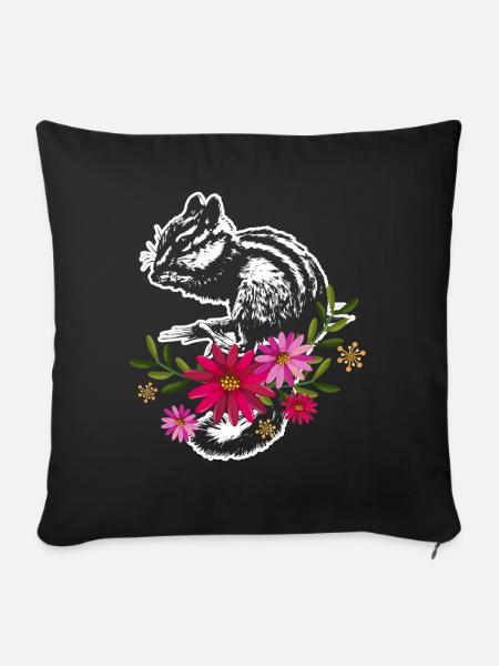 Chipmunk mit Blumen - Sofakissen mit Füllung 45 x 45 cm - Schwarz