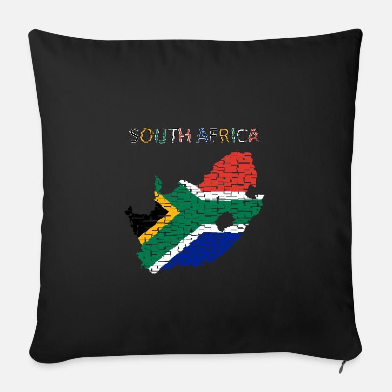Südafrika - Kunstdesign - Sofakissen mit Füllung 45 x 45 cm - Schwarz