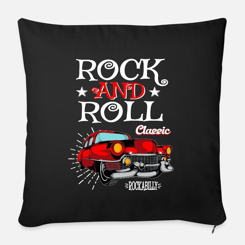 Rockabilly Oldtimer Rocker Rock N Roll - Sofakissen mit Füllung 45 x 45 cm - Schwarz