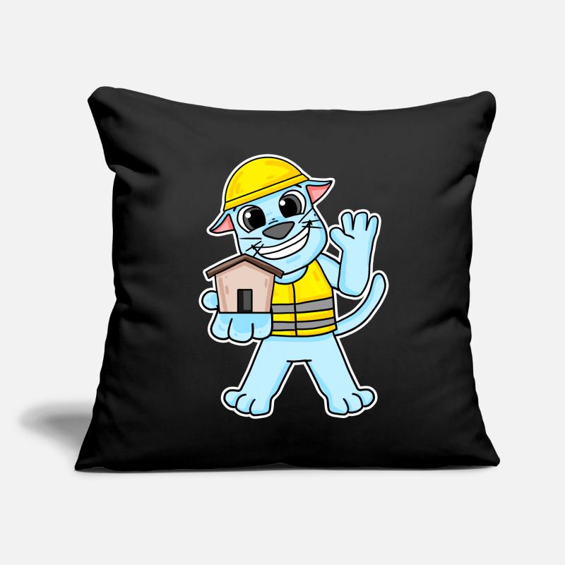 Cadeau de construction de maison de chat constructeur Coussin et housse de 45 x 45 cm