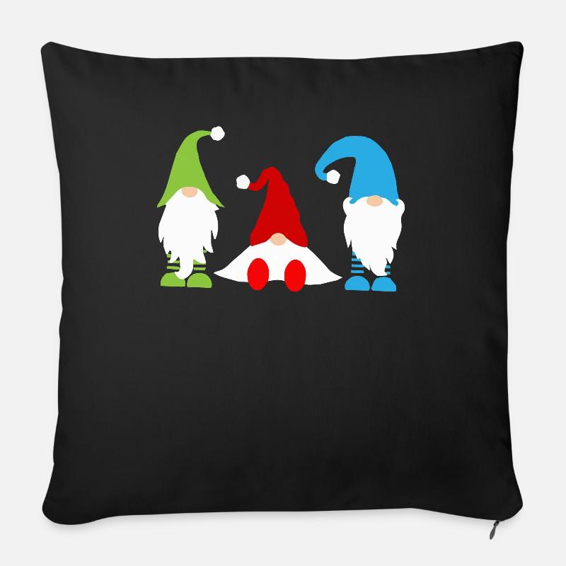 Wichtel Gnome farbenfroh Feiertage - Sofakissen mit Füllung 45 x 45 cm - Schwarz