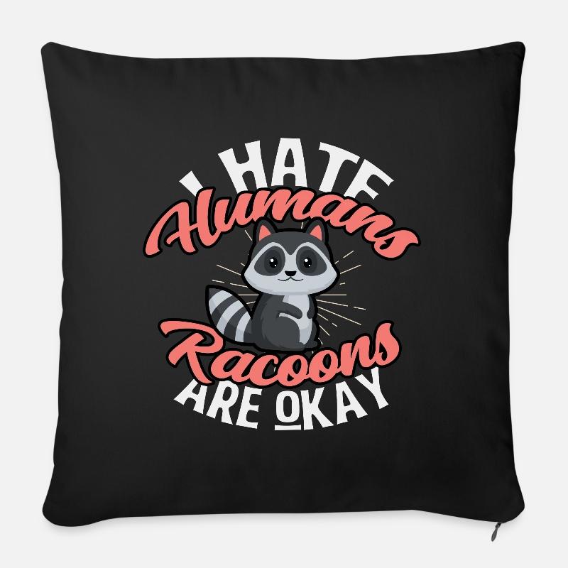 raton laveur - Coussin et housse de 45 x 45 cm - noir