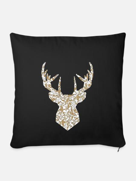 Hirschkopf Gold - Sofakissen mit Füllung 45 x 45 cm - Schwarz