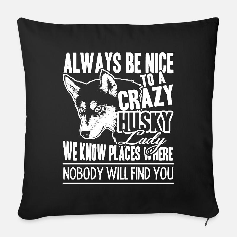 Husky Crazy Husky Lady - Coussin et housse de 45 x 45 cm - noir