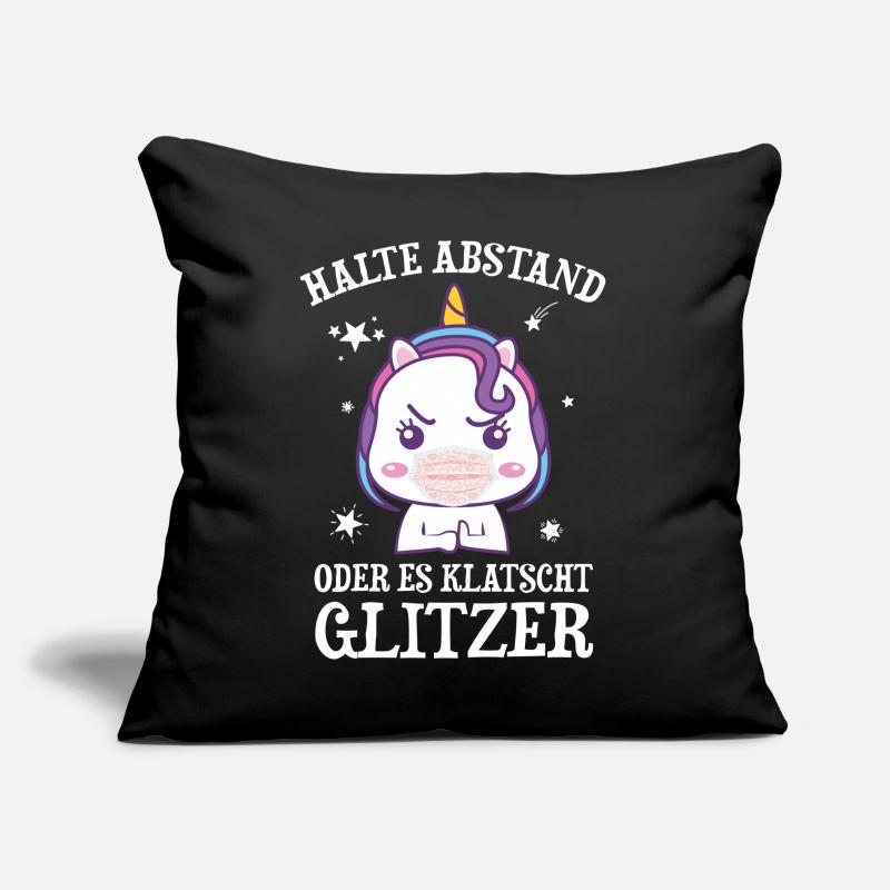 Einhorn Halte Abstand Oder Es Klatscht Glitzer Sofakissen mit Füllung 45 x 45 cm