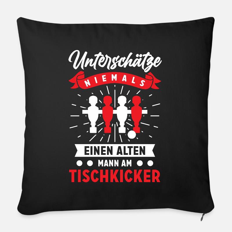 Tischkicker Tischfußball Geschenk - Sofakissen mit Füllung 45 x 45 cm - Schwarz