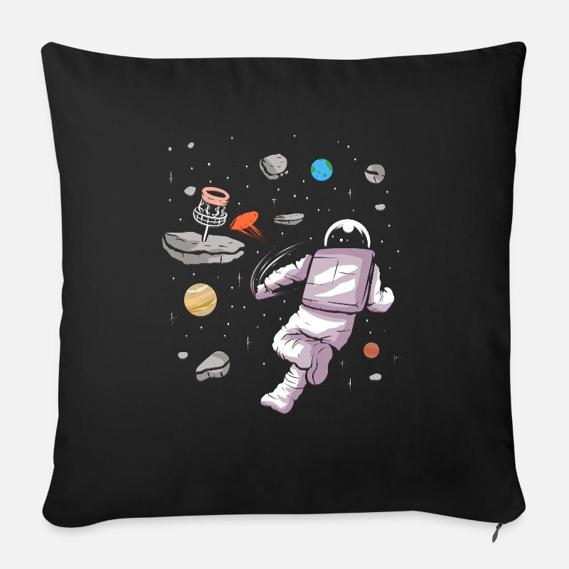 Disc Golf Astronaut im Weltall Disk Golfer Design - Sofakissen mit Füllung 45 x 45 cm - Schwarz