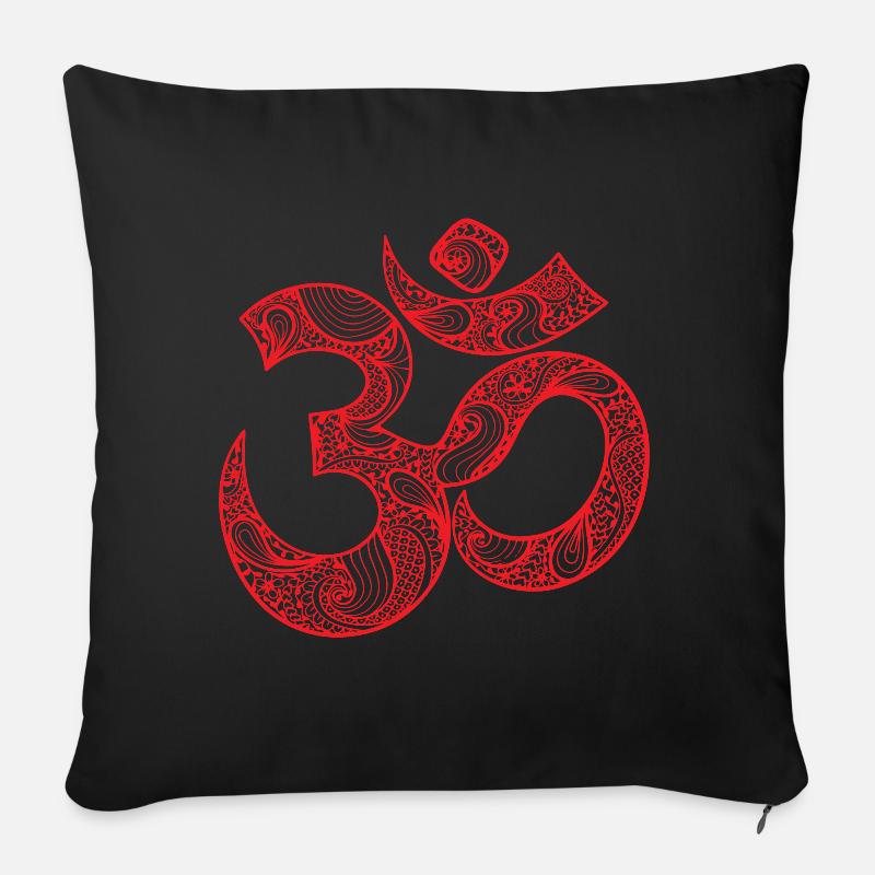 Bouddhisme Zen Symbol GOA Techno - Coussin et housse de 45 x 45 cm - noir
