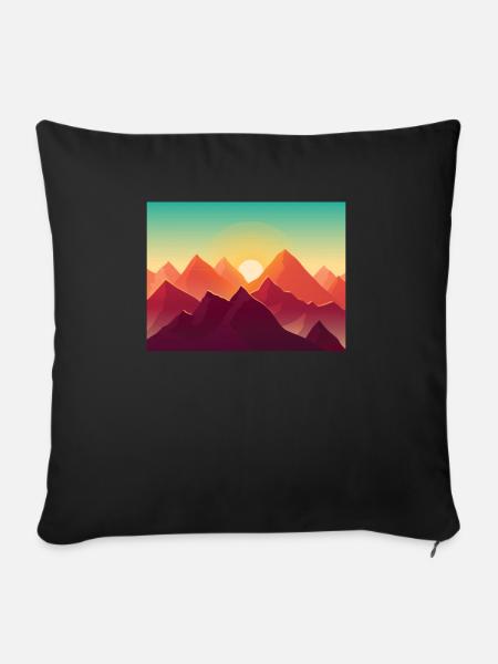 Berge - Sonnenaufgang - Sofakissen mit Füllung 45 x 45 cm - Schwarz