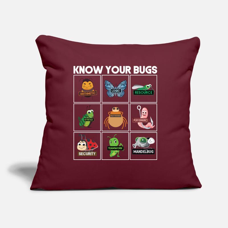 Know Your Bugs Programmer Coding Sofa pillow with filling 45cm x 45cm