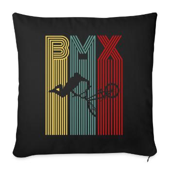 Cadeau de cavalier rétro freestyle BMX - Coussin et housse de 45 x 45 cm - noir - Devant