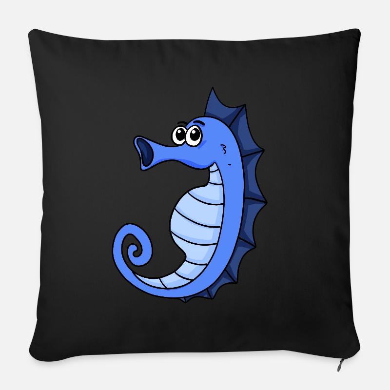 Seepferd - Sofakissen mit Füllung 45 x 45 cm - Schwarz