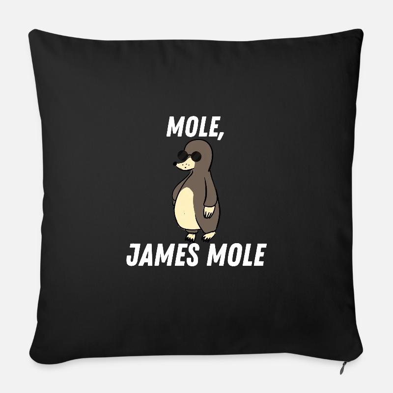 Mole, James Mole. Maulwurf Lustig Süß Cute Blind - Sofakissen mit Füllung 45 x 45 cm - Schwarz