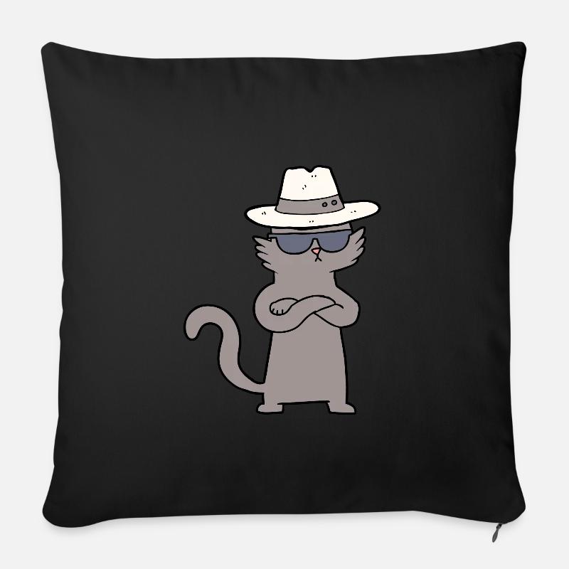 Coole Katze Chartoon Charakter Junge Mädchen Kind - Sofakissen mit Füllung 45 x 45 cm - Schwarz