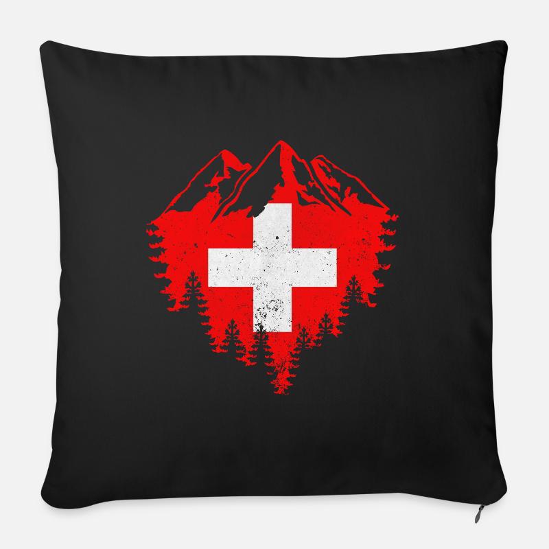 Schweiz Berge - Sofakissen mit Füllung 45 x 45 cm - Schwarz