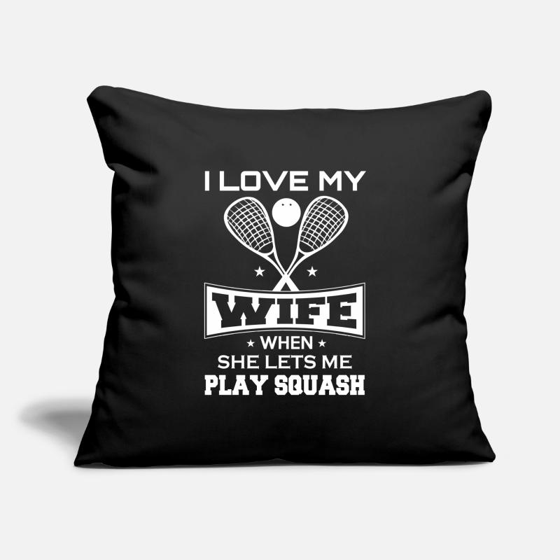 Squash wife squash racket squash Sofa pillow with filling 45cm x 45cm