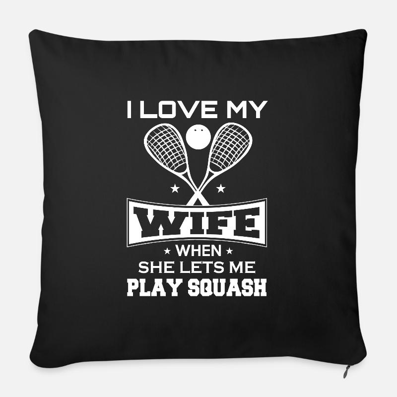 Squash Wife raquette de squash balle de squash - Coussin et housse de 45 x 45 cm - noir