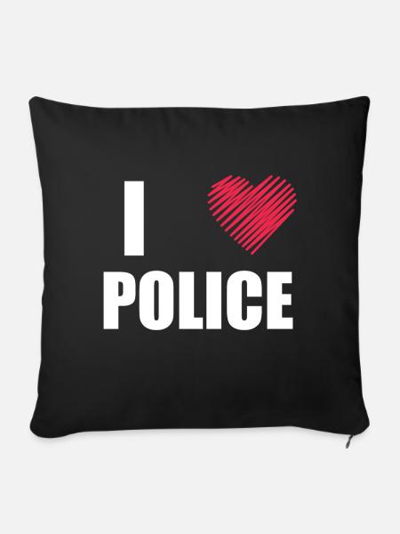 Polizei - Sofakissen mit Füllung 45 x 45 cm - Schwarz