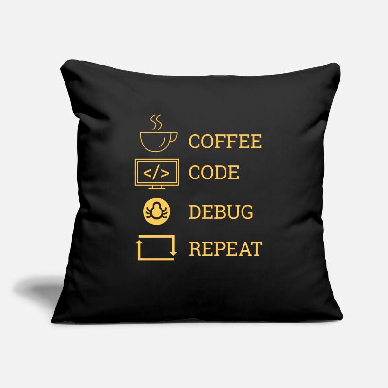 « Coffee Code Debug Repeat » | Programmeurs Coussin et housse de 45 x 45 cm