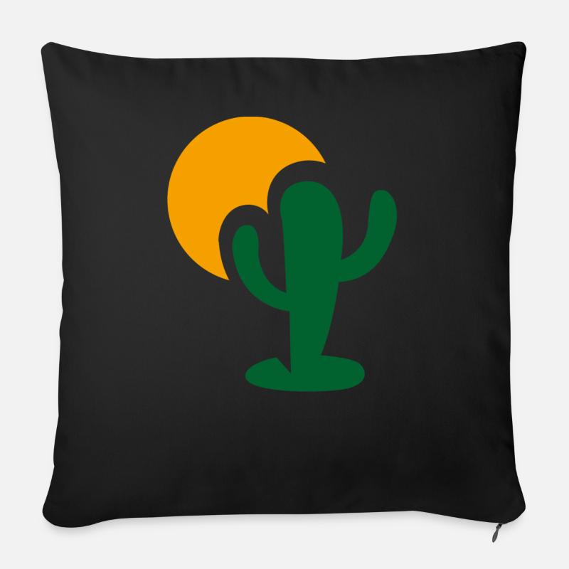 Sonnen Kaktus Design - Sofakissen mit Füllung 45 x 45 cm - Schwarz
