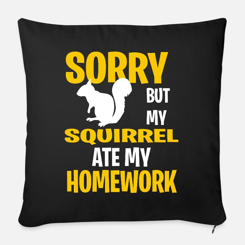 Funny Squirrel Present Idea - Sofa pillow with filling 45cm x 45cm - black