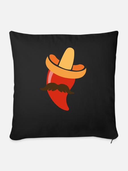 Mexikanische Peperoni Design - Sofakissen mit Füllung 45 x 45 cm - Schwarz