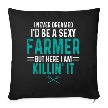 Agriculteur paysanne - Coussin et housse de 45 x 45 cm - noir - Devant