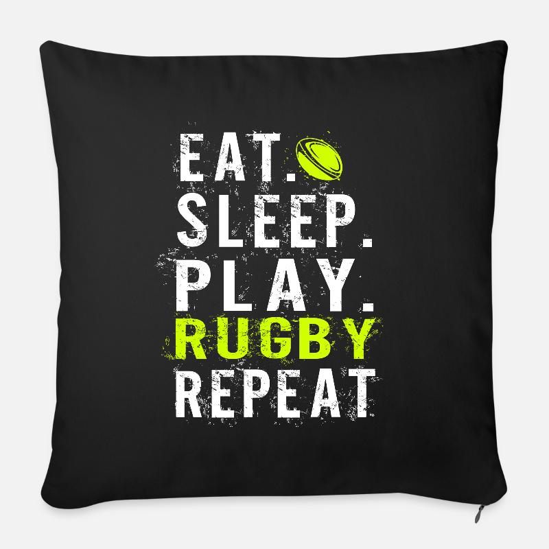Eat sleep Rugby - Sofakissen mit Füllung 45 x 45 cm - Schwarz