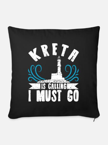 Kreta Griechischer Spruch Insel - Sofakissen mit Füllung 45 x 45 cm - Schwarz