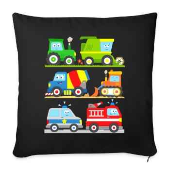 Cars vehicles toddler baby children - Sofa pillow with filling 45cm x 45cm - black - Front