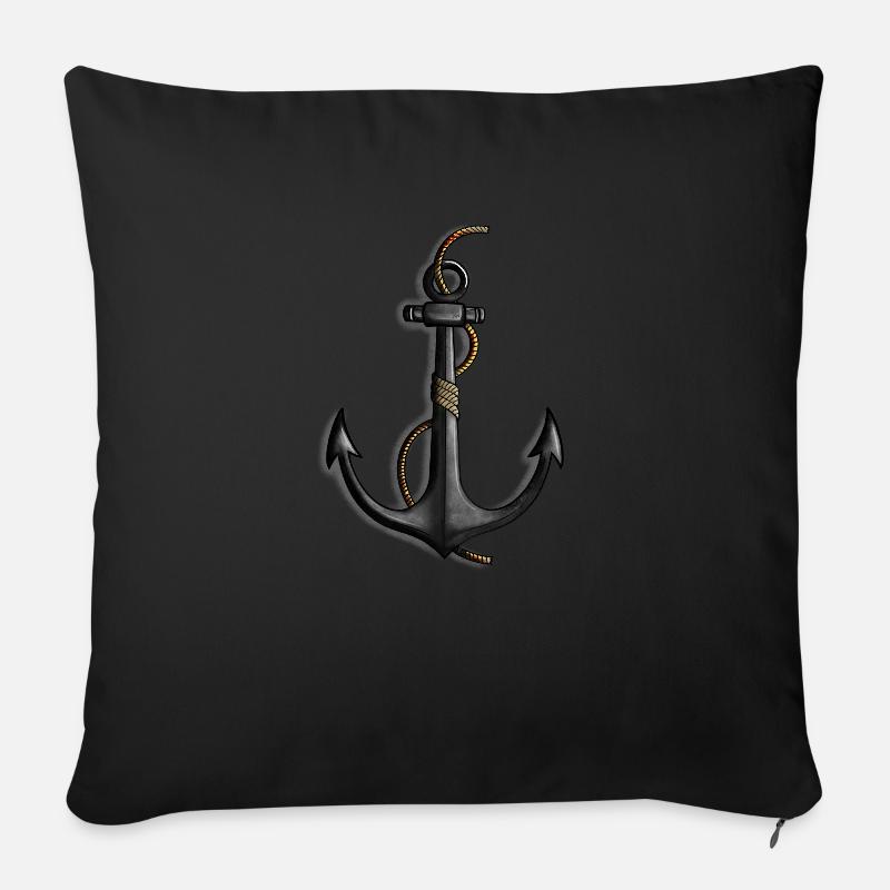 Anchor with dew - Sofa pillow with filling 45cm x 45cm - black