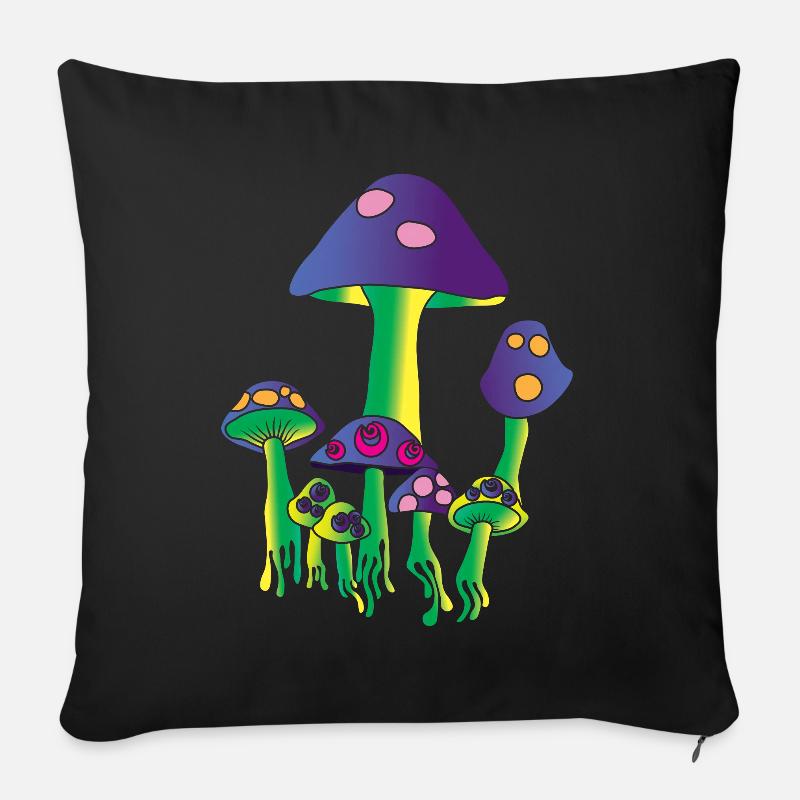 Psychedelic Mushrooms - Sofakissen mit Füllung 45 x 45 cm - Schwarz