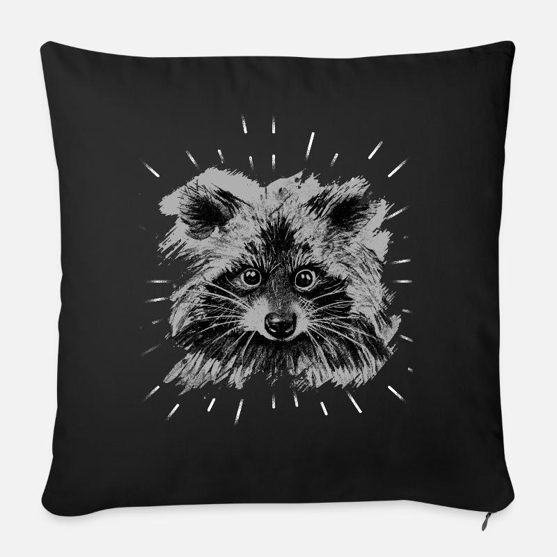 Waschbär Racoon Frettchen Luchs Tshirt Trash Panda - Sofakissen mit Füllung 45 x 45 cm - Schwarz