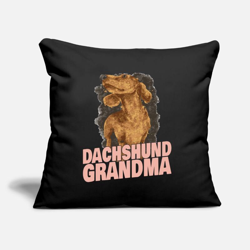 Dackel Oma Großmutter Sofakissen mit Füllung 45 x 45 cm