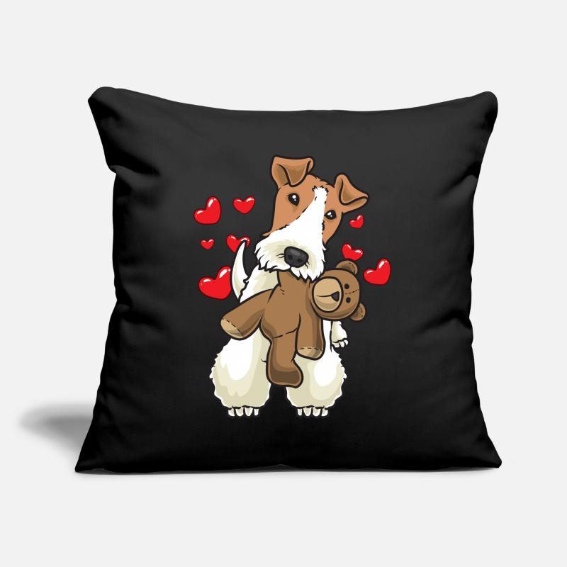 Foxterrier Drahthaar Hund mit Stofftier Sofakissen mit Füllung 45 x 45 cm