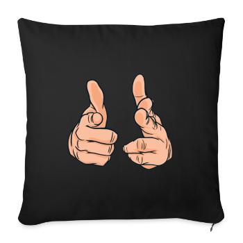 Les mains Pointent vers toi Doigt - Coussin et housse de 45 x 45 cm - noir - Devant