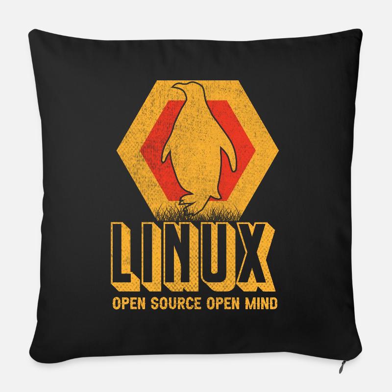 Linux Geek Informaticien - Coussin et housse de 45 x 45 cm - noir
