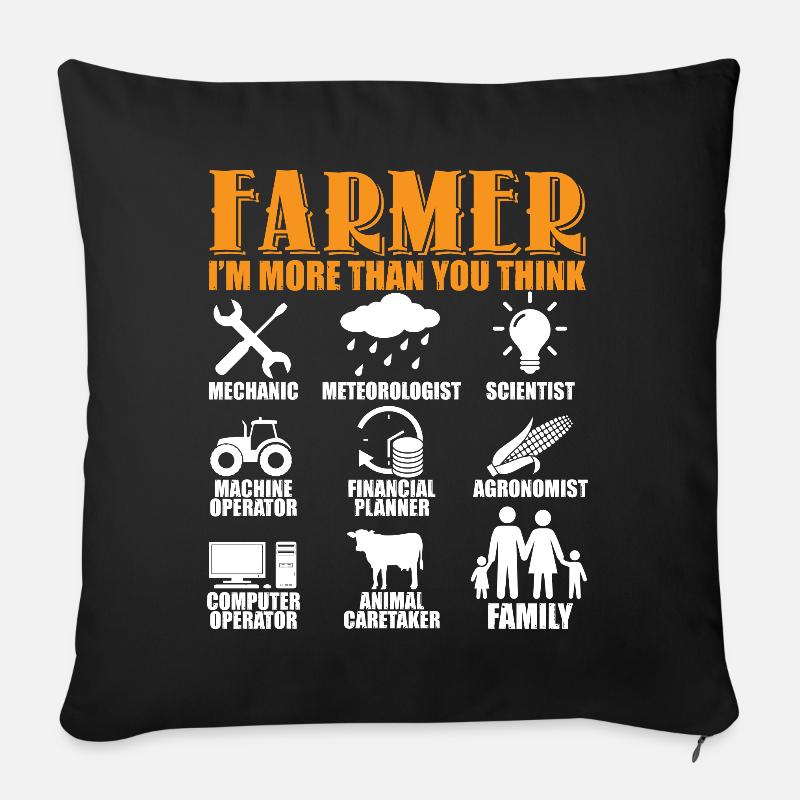 Farmer I’m More Than You Think - Coussin et housse de 45 x 45 cm - noir