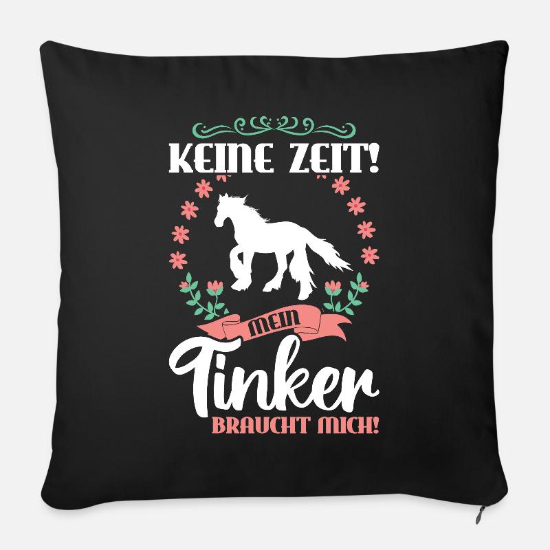 Irish Tinker Gypsy Cob Pferd Pferdemädchen - Sofakissen mit Füllung 45 x 45 cm - Schwarz