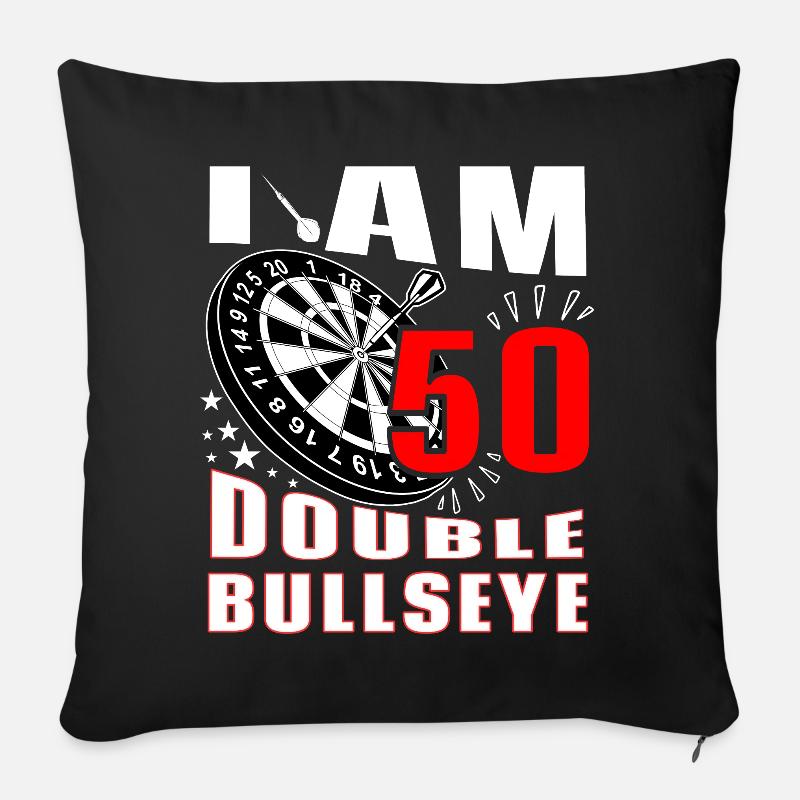 50e anniversaire Fléchettes - Coussin et housse de 45 x 45 cm - noir