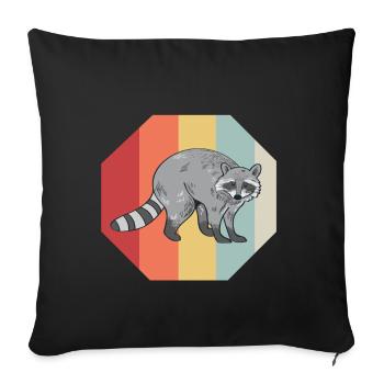 Raton laveur Racoon animal cadeau furet martre - Coussin et housse de 45 x 45 cm - noir - Devant