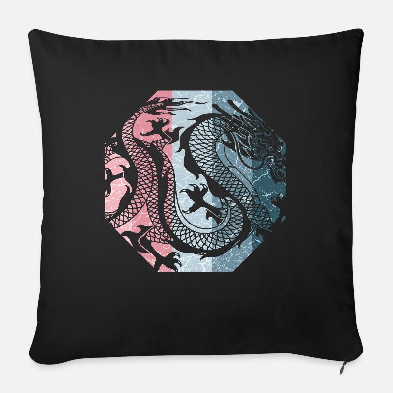 Dragon chinois - Coussin et housse de 45 x 45 cm - noir