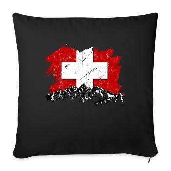 Suisse Drapeau Zurich Bern Alpen Suisse - Coussin et housse de 45 x 45 cm - noir - Devant