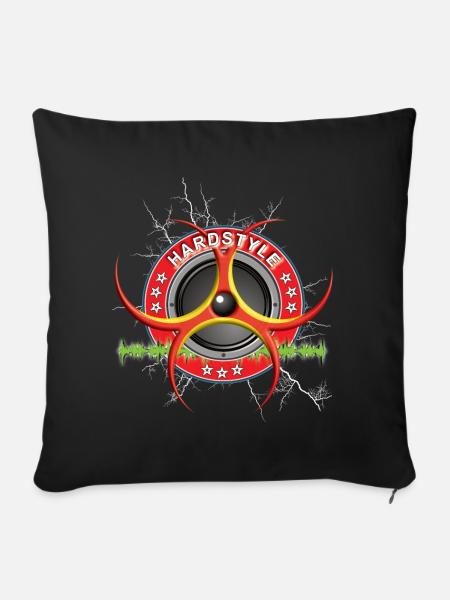 Hardstyle Musik Techno - Sofakissen mit Füllung 45 x 45 cm - Schwarz